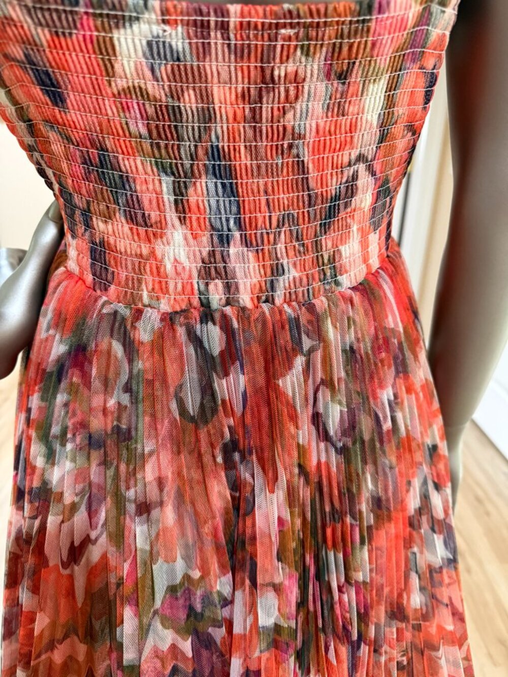 Hutch Smocked Tie-Strap Pleated Maxi Dress Sleeveless Occasion Dress Size XS New - Picture 7 of 9
